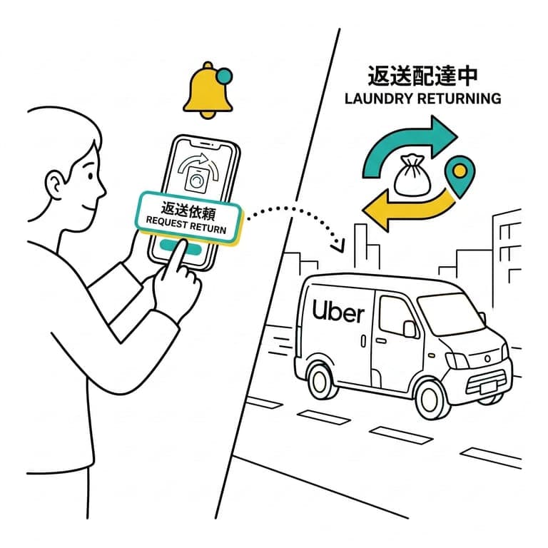 完了通知から返送依頼