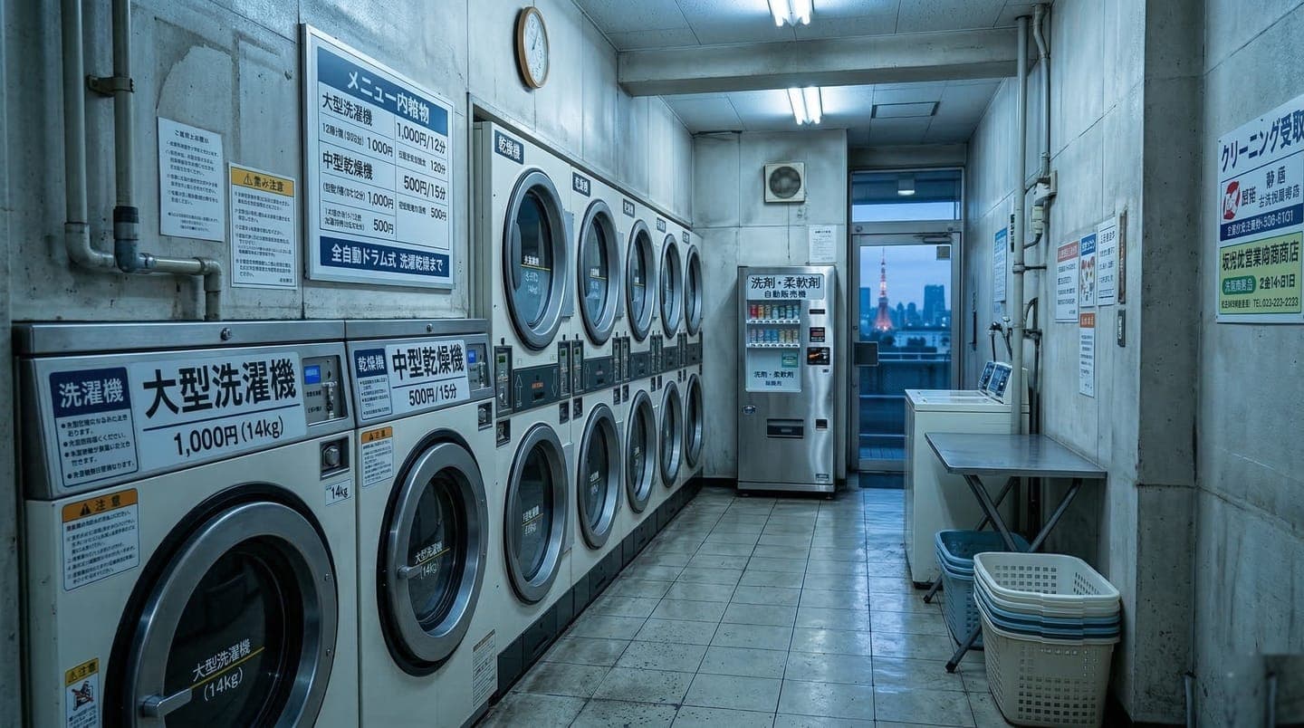 Japanese coin laundry machines with instructions tourists cannot read